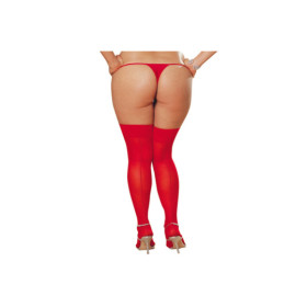 Bas nylon rouges coutures grande taille pour jarretelles 